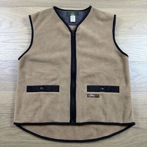Vintage Orvis Fleece Vest Men Medium Brown Full Zip USA made Outdoor Camping